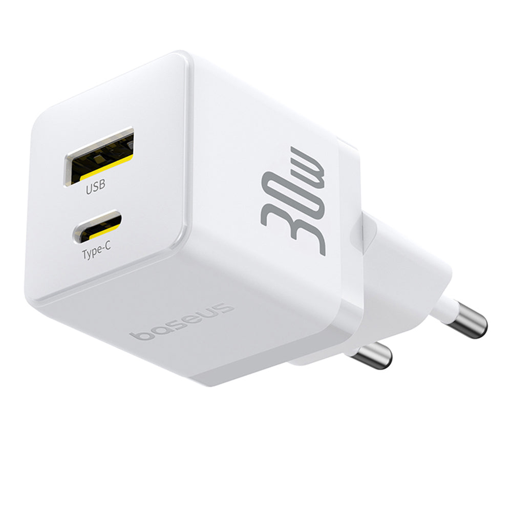 Baseus Palm USB-C Network Charger with Cable, 30W, 3A, 1 x USB-A - 1 x USB-C, White P1011160A213-01
