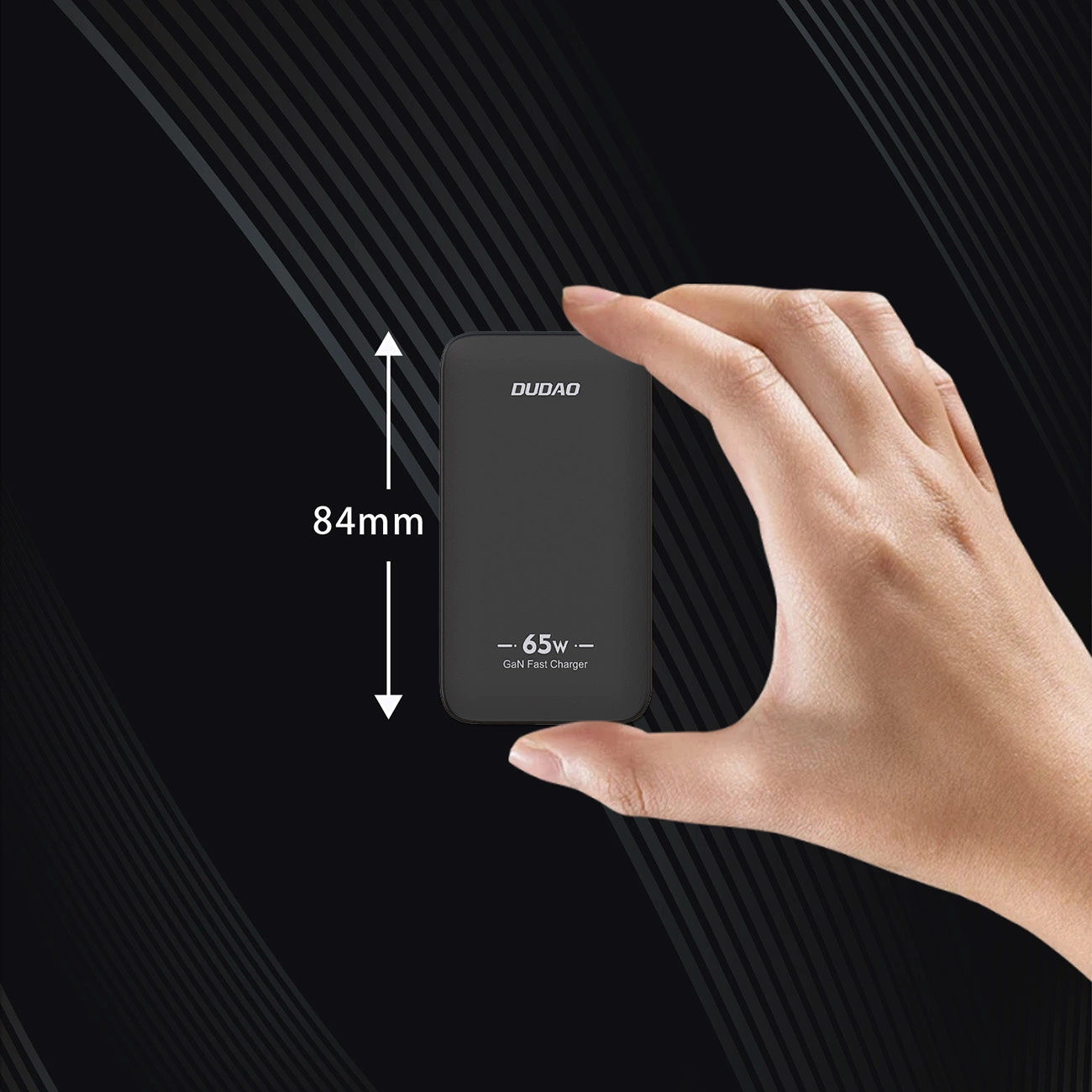 Dudao A65Q Travel Network Charger, 65W, 3.25A, 1 x USB-A - 1 x USB-C, Black