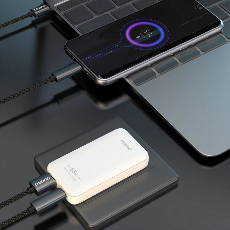 Dudao A65Q Travel Network Charger, 65W, 3.25A, 1 x USB-A - 1 x USB-C, White