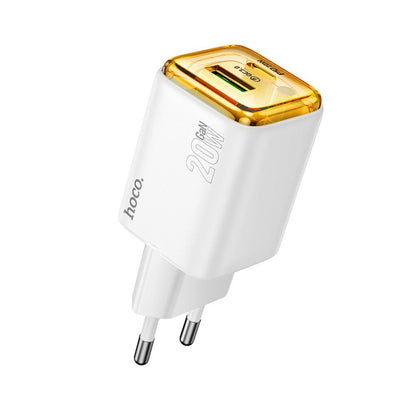 HOCO N52 Network Charger, 20W, 3A, 1 x USB-A - 1 x USB-C, White