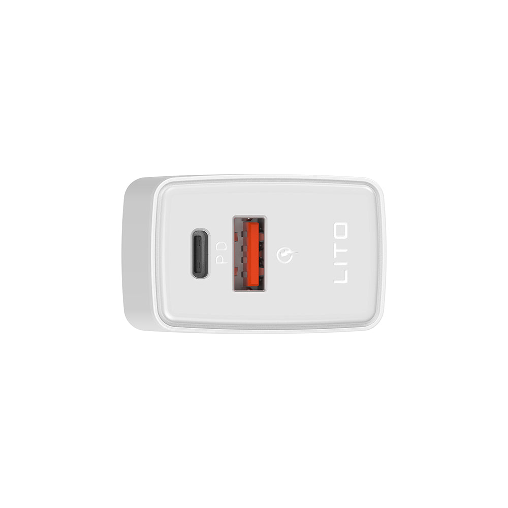 Lito LC09 Network Charger, 20W, 3A, 1 x USB-A - 1 x USB-C, White