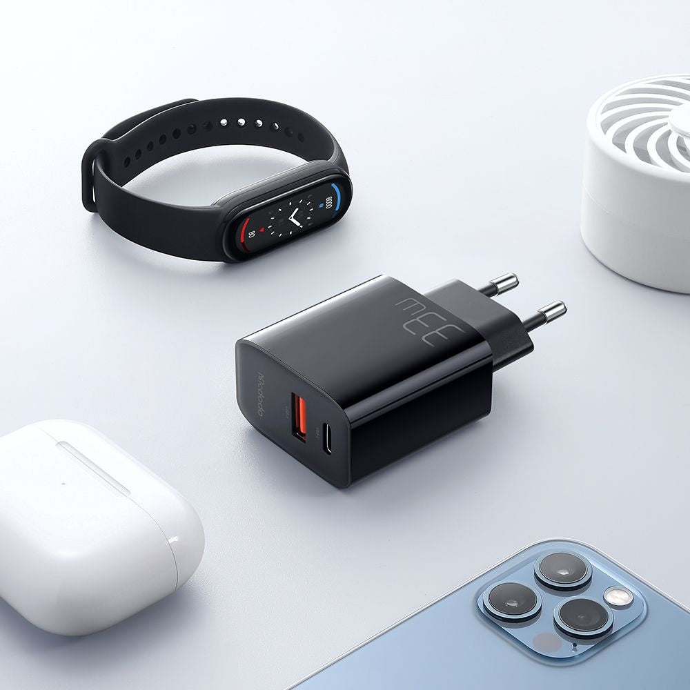 McDodo CH-0921 Network Charger, 33W, 3A, 1 x USB-A - 1 x USB-C, Black