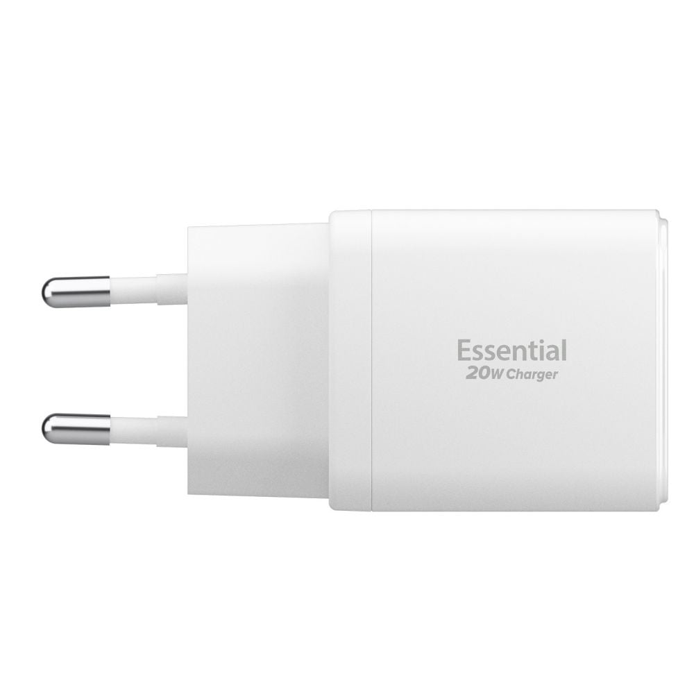 Spigen Essential Network Charger, 20W, 3A, 1 x USB-A - 1 x USB-C, White ACH08704