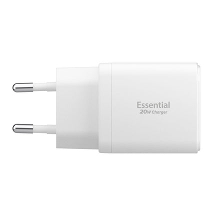 Spigen Essential Network Charger, 20W, 3A, 1 x USB-A - 1 x USB-C, White ACH08704
