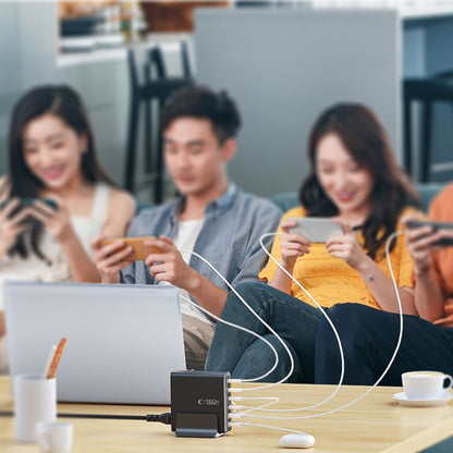 Network Charger Tech-Protect DC80W, 80W, 3A, 2 x USB-A - 4 x USB-C, Black 
