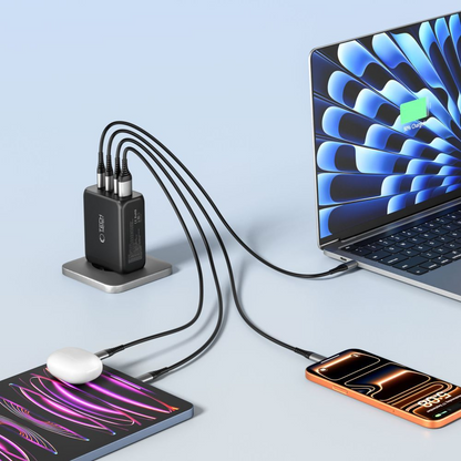 Tech-Protect NC200W-GAN Network Charger, 200W, 5A, 1 x USB-A - 3 x USB-C, Black