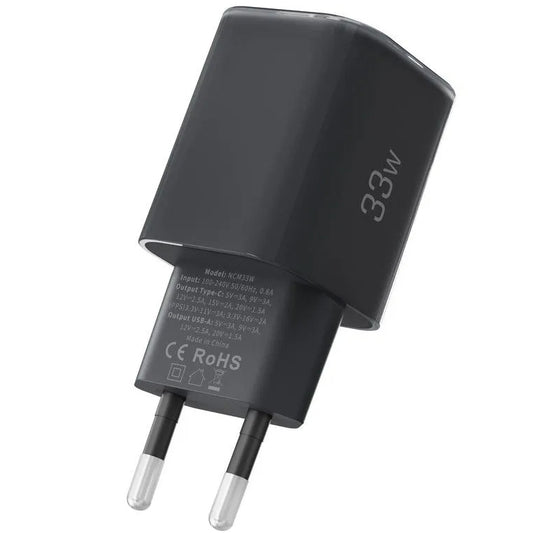 Tech-Protect NCM33W Network Charger, 33W, 3A, 1 x USB-A - 1 x USB-C, Black