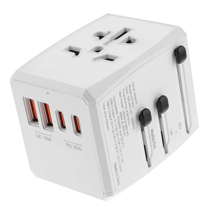 Techsuit HHT904-W2 Travel Network Charger, 20W, 3A, 2 x USB-A - 2 x USB-C, White