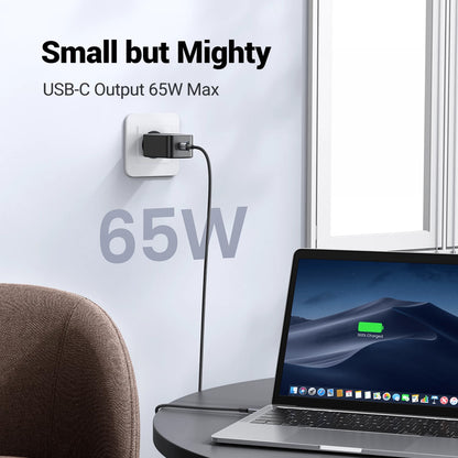 UGREEN CD244 Network Charger (10335), 65W, 3A, 1 x USB-A - 2 x USB-C, Gray