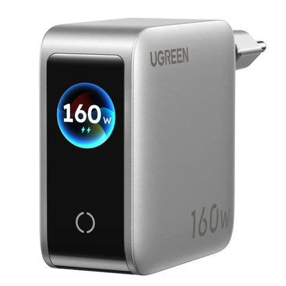 UGREEN Nexode Pro X774 (65637B) Display Wall Charger, 160W, 5A, 1 x USB-A - 4 x USB-C, Gray