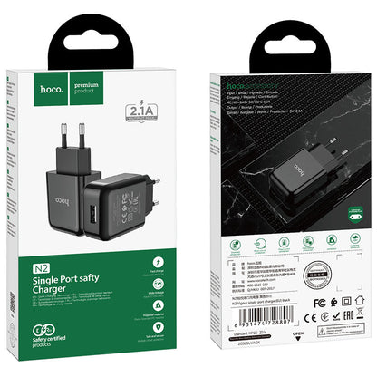 HOCO N2 Network Charger, 10W, 2A, 1 x USB-A, Black