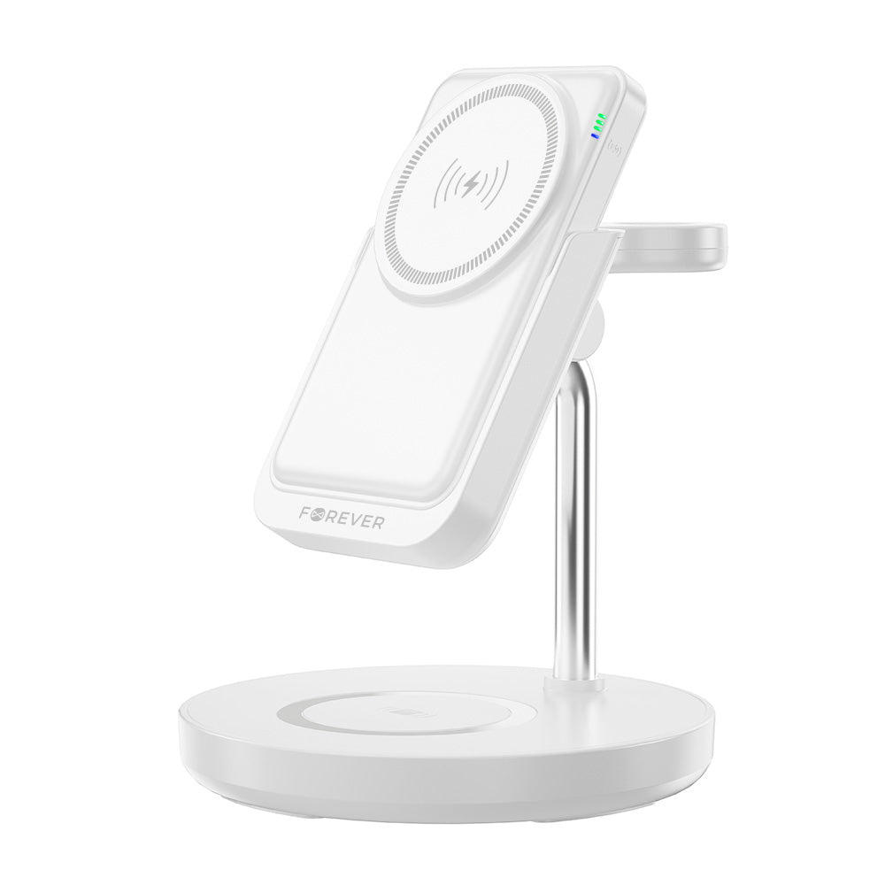 Forever MACS-100 5in1 Wireless Network Charger, 20W, 3A, 1 x USB-A, White