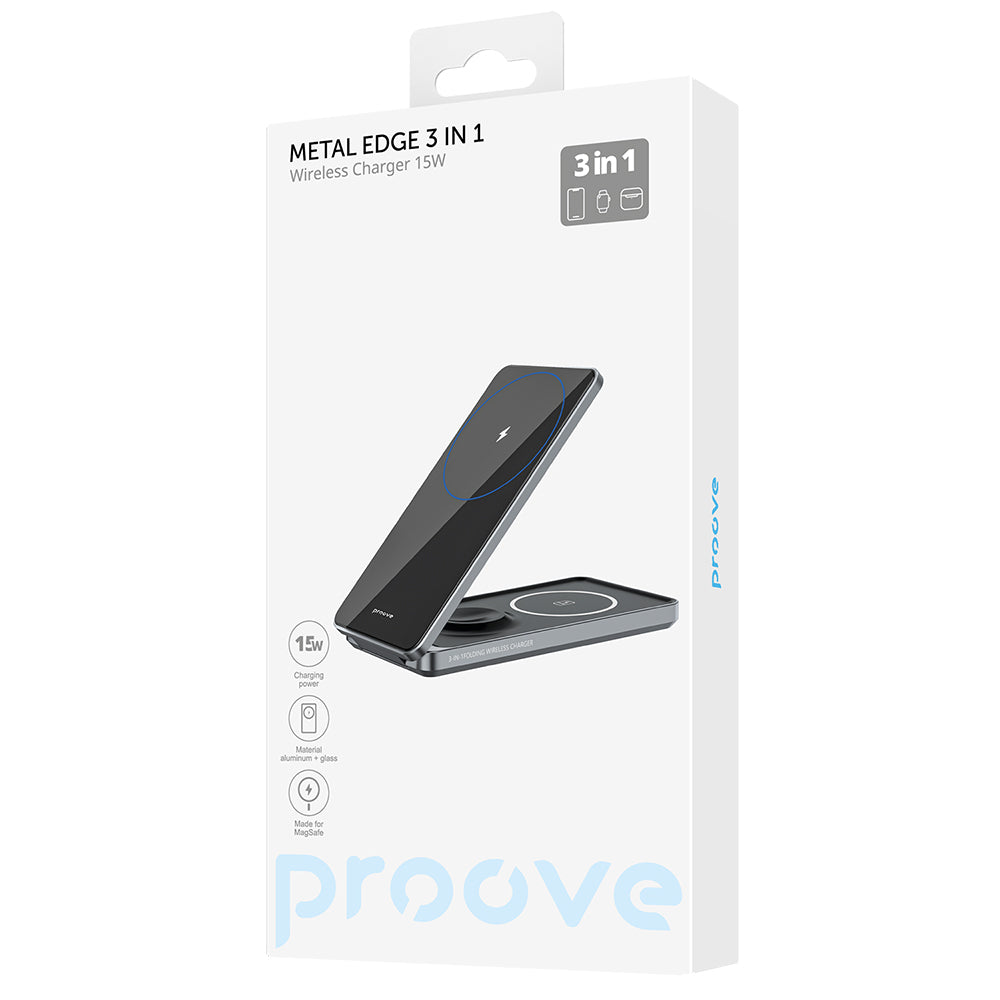 Proove Metal Edge 3in1 Wireless Network Charger, 15W, 1.67A, Gray WSME15010003