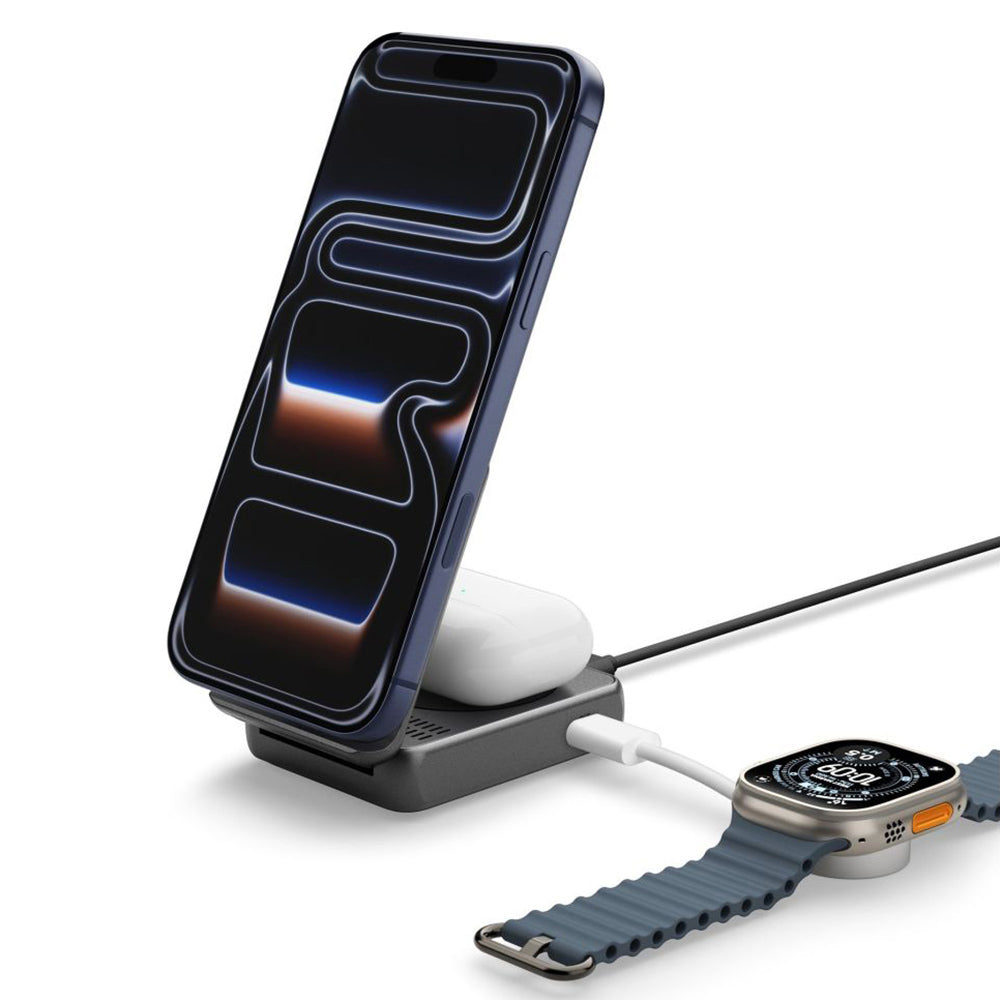 Spigen EF302MOQ 3in1 Wireless Network Charger, 25W, 1 x USB-C, Gray