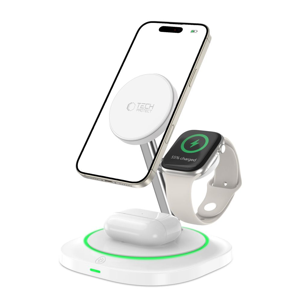 Tech-Protect QI15W-A46 3in1 Wireless Network Charger, 15W, 1.67A, White