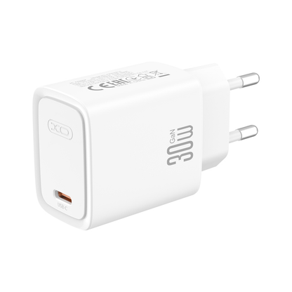 XO Design CE53 Mains Charger, 30W, 3A, 1 x USB-C, White