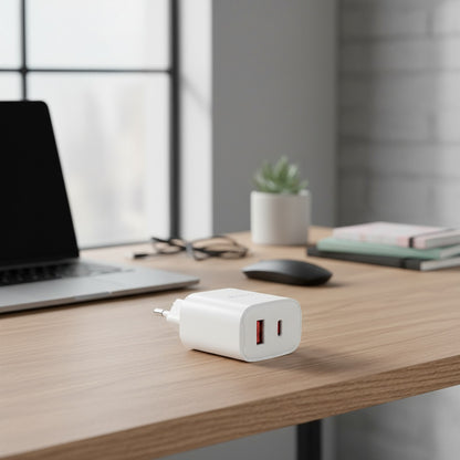 Yesido YC02E Network Charger, 20W, 3A, 1 x USB-A - 1 x USB-C, White