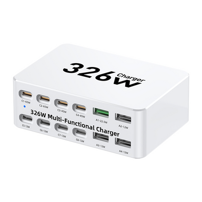 OEM Station Charger WLX-818E, 326W, 3.25A, 4 x USB-A - 8 x USB-C, White