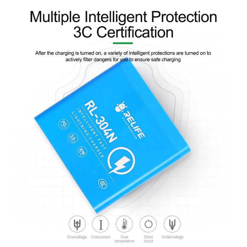 Relife RL-304N Charging Station, 87W, 3A, 2 x USB-C - 4 x USB-A, Blue