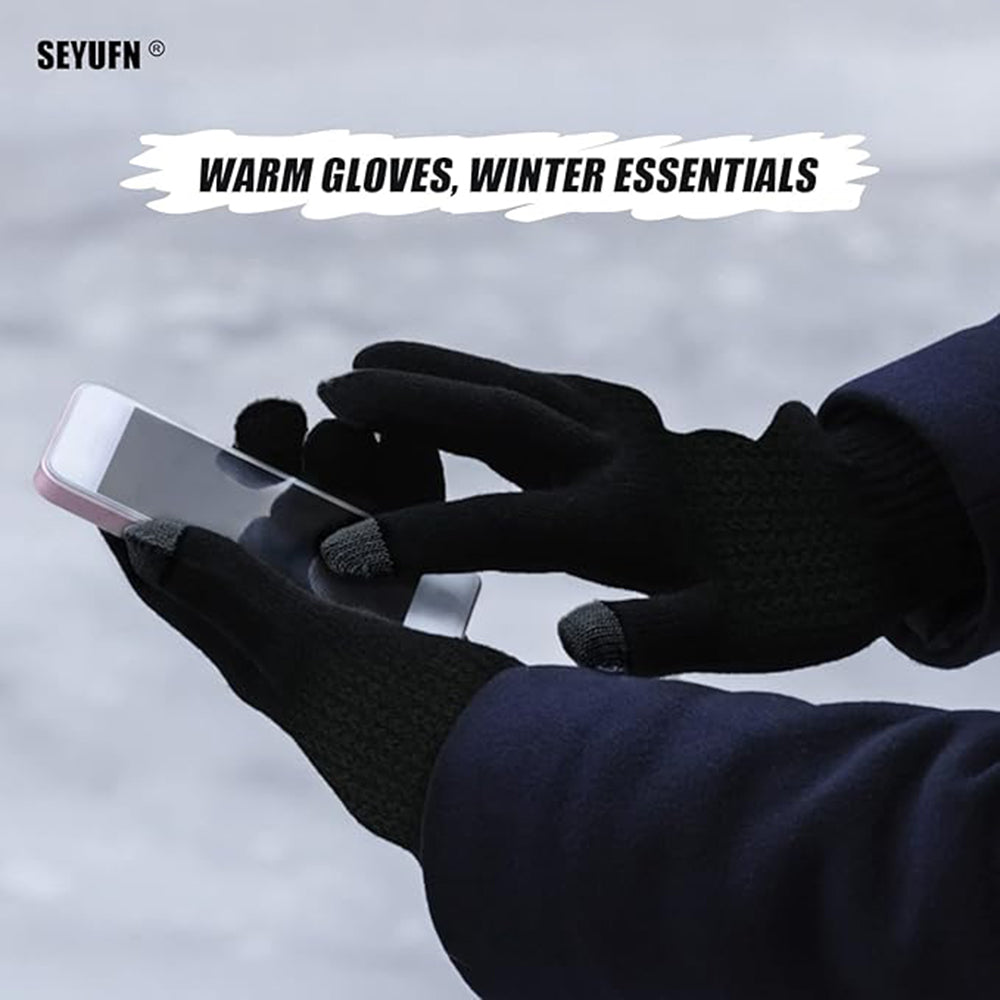 Unisex Winter Touchscreen Gloves Techsuit ST0012, Size 22cm, Navy Blue