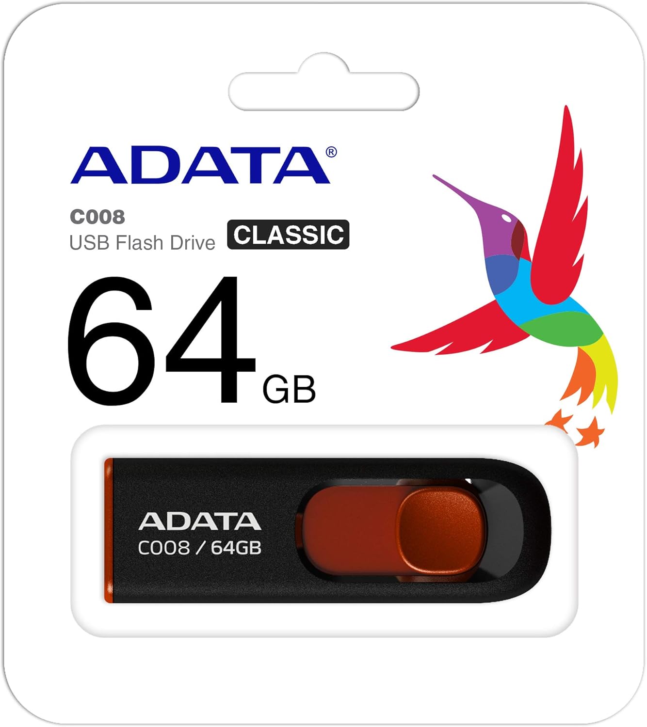 External USB-A Memory Adata C008, 64Gb AC008-64G-RKD
