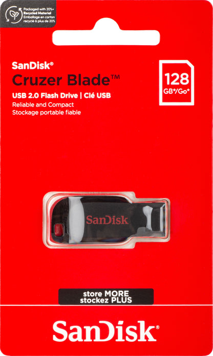 SanDisk Cruzer Blade USB-A External Memory, 128Gb SDCZ50-128G-B35