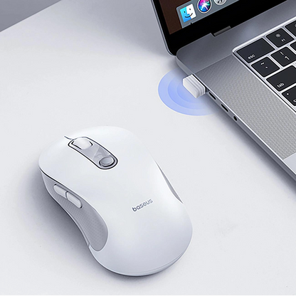 Baseus F02 Wireless Mouse, 1600DPI, BT / Wi-Fi, White B0203302