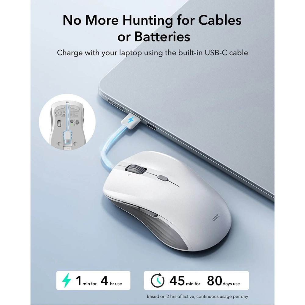 ESR MagMouse Wireless Mouse, 800DPI - 4800DPI, White