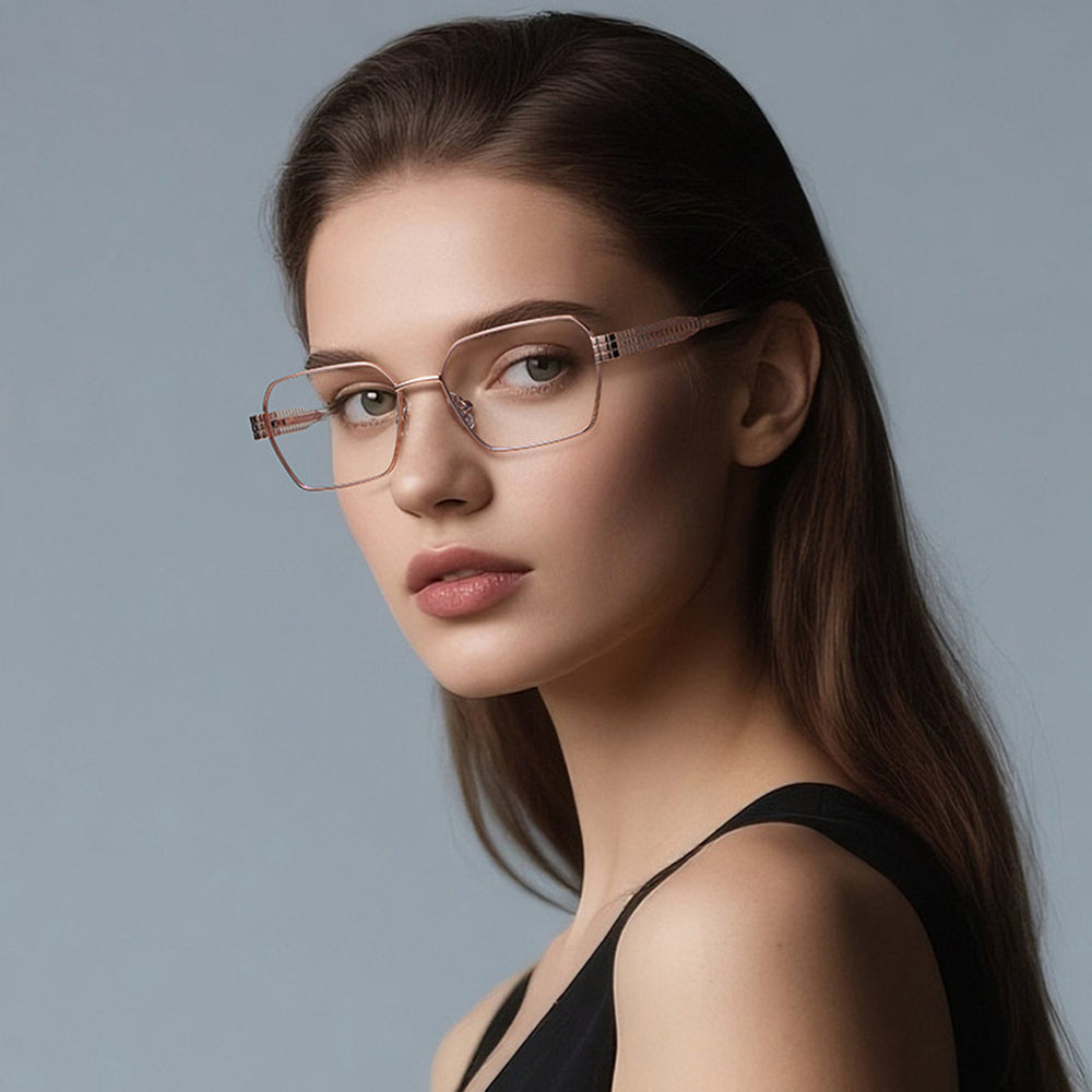 Techsuit 3161 Women's Computer Glasses, Anti-Blue Light, Black Gold