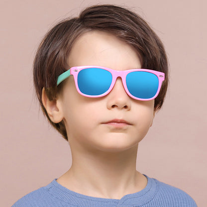 Techsuit D802 Kids' Sunglasses, Polarized, UV Protection, Blue Yellow Orange
