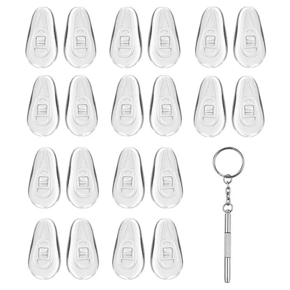 Silicone Nose Pads for Glasses and Techsuit ST1 Screwdriver, Set of 10 Pieces, Transparent