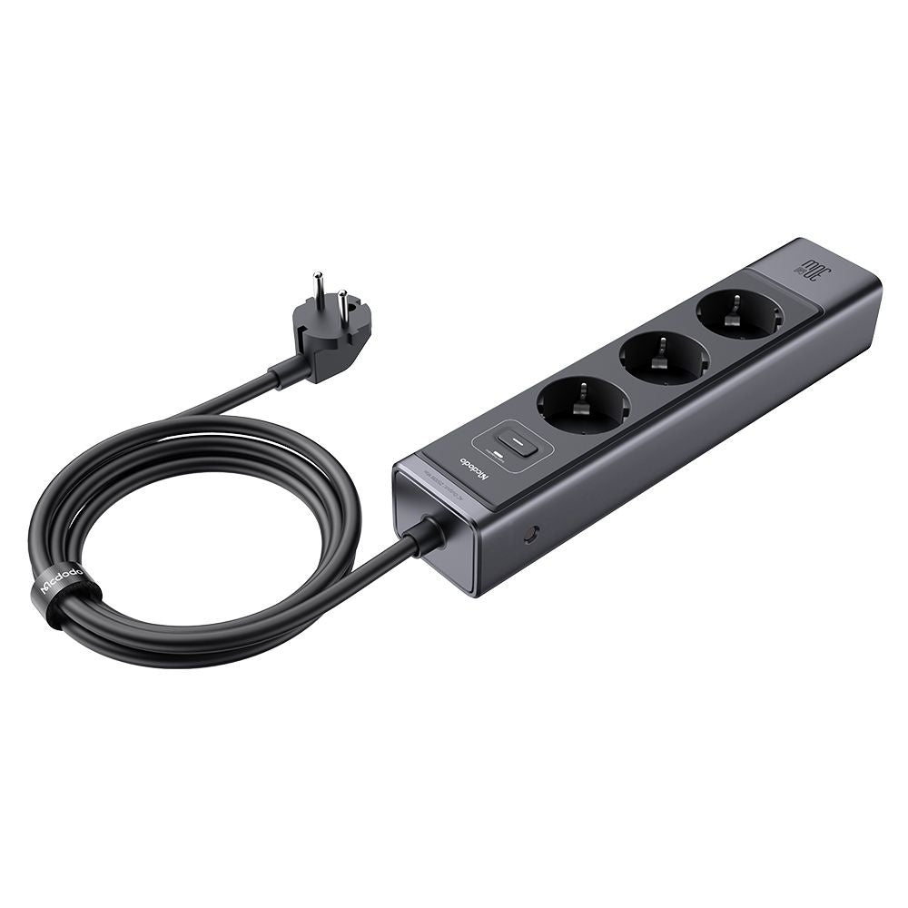 McDodo CH-0620 Extension Cord, 3 x Schuko - 1 x USB-A - 2 x USB-C, Black
