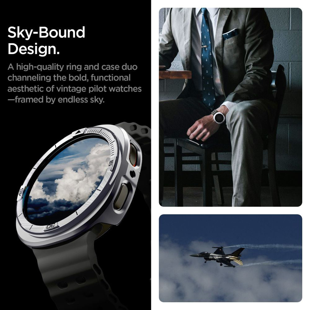 Spigen Tune Pro Pilot Protection Frame for Samsung Galaxy Watch8 44mm, Silver