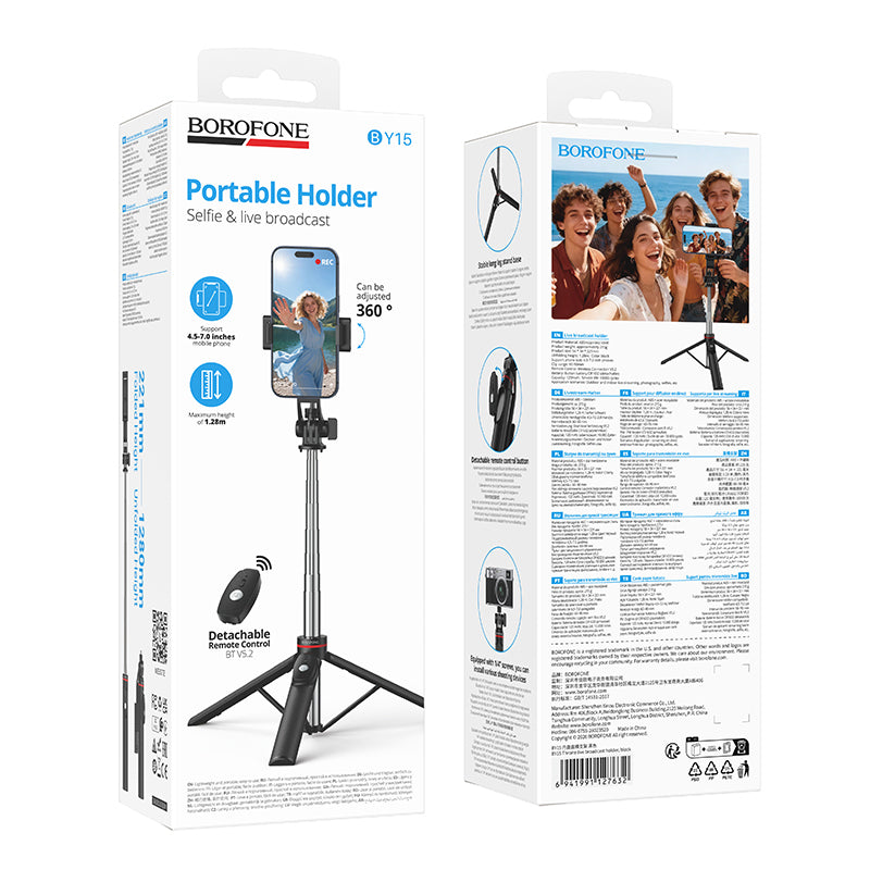 Selfie Stick Bluetooth Borofone BY15 Throne, 4.5inch - 7inch, Black