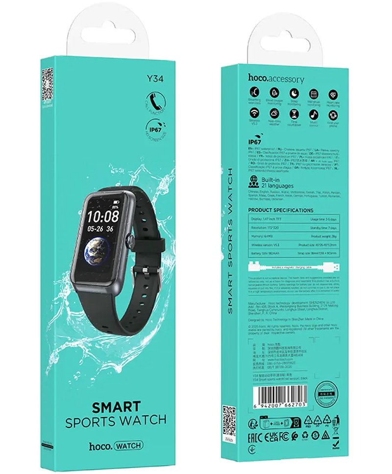Smartwatch HOCO Y34 Call, Black