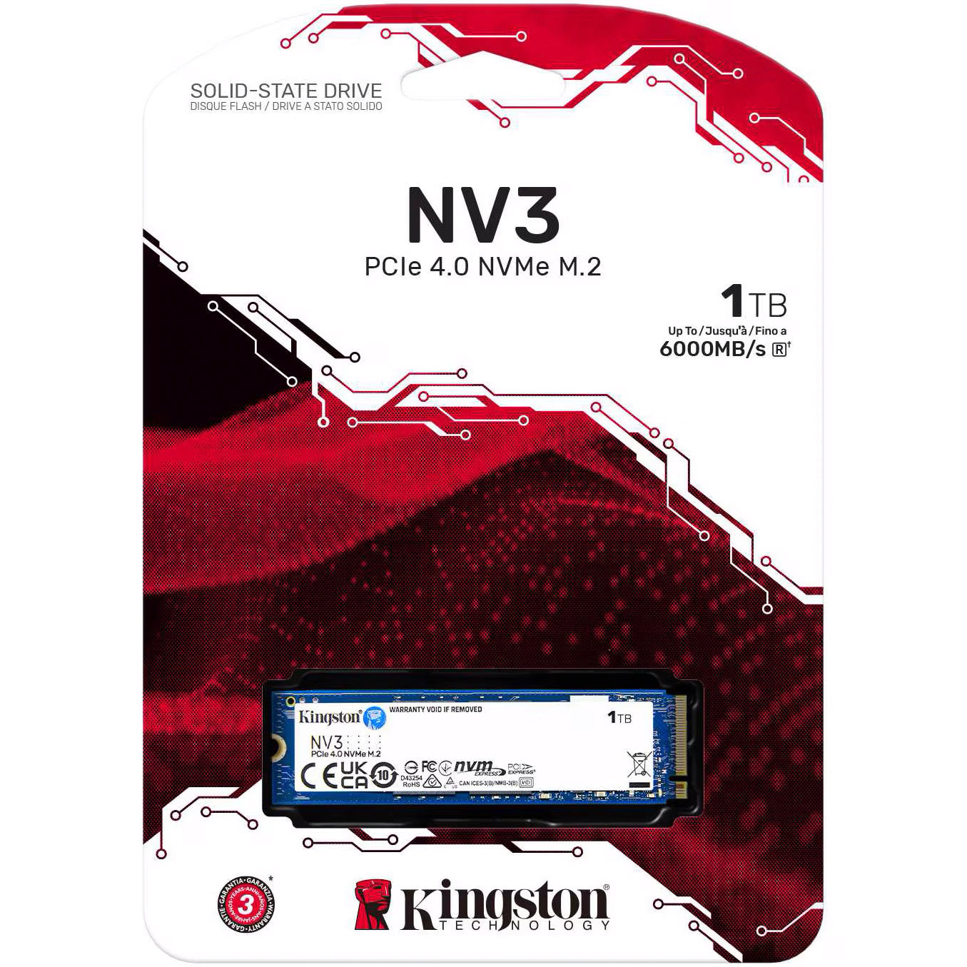 Solid State Drive (SSD) Kingston NV3, 1TB, NVMe M.2 2280, PCIe SNV3S/1000G-SSD