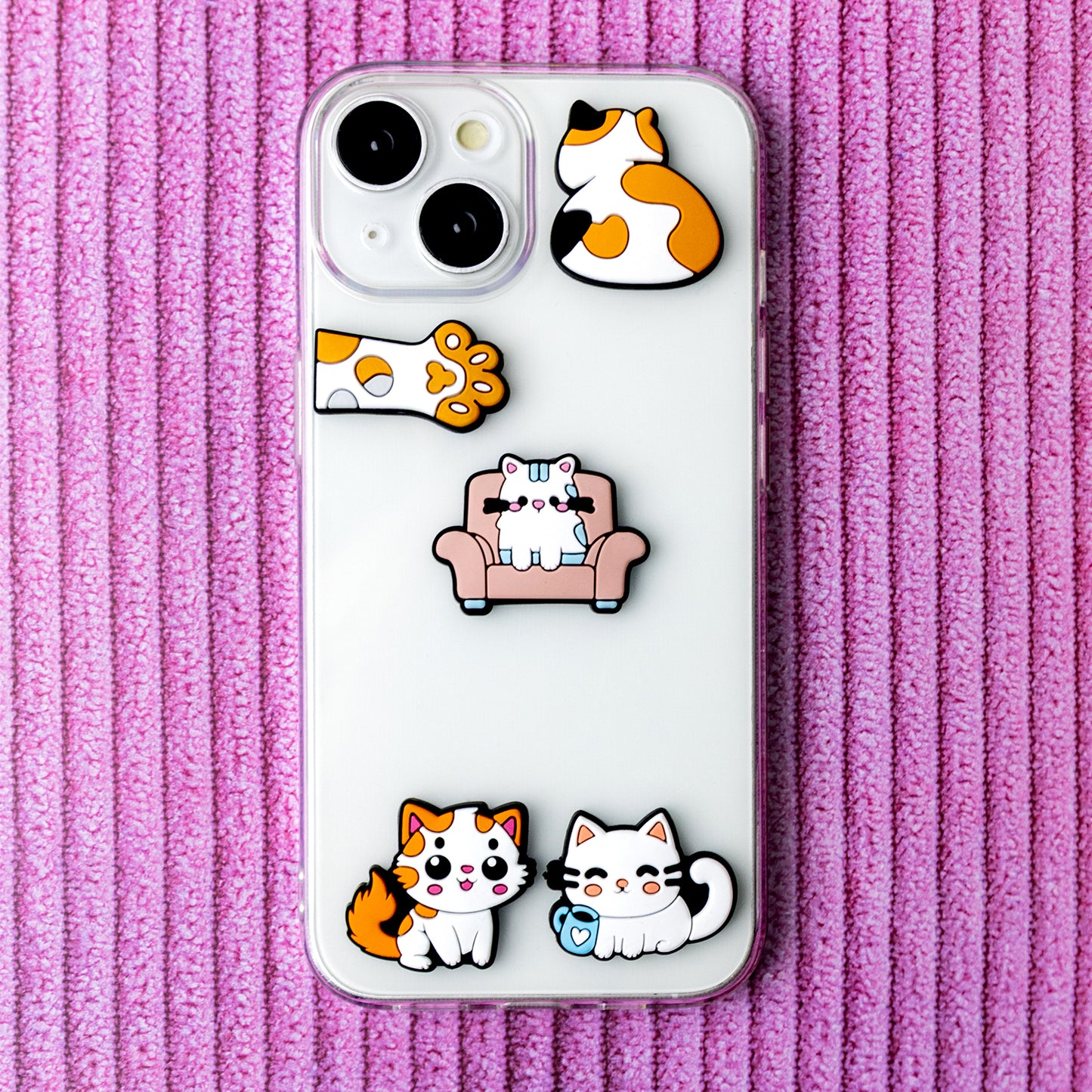 3D OEM Cat Sticker for Phone / Tablet Case, Set of 5, Multicolor
