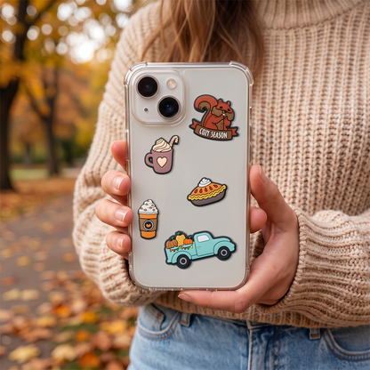 OEM Pumpkin Spice 3D Stickers for Phone / Tablet Case, Set of 5, Multicolor