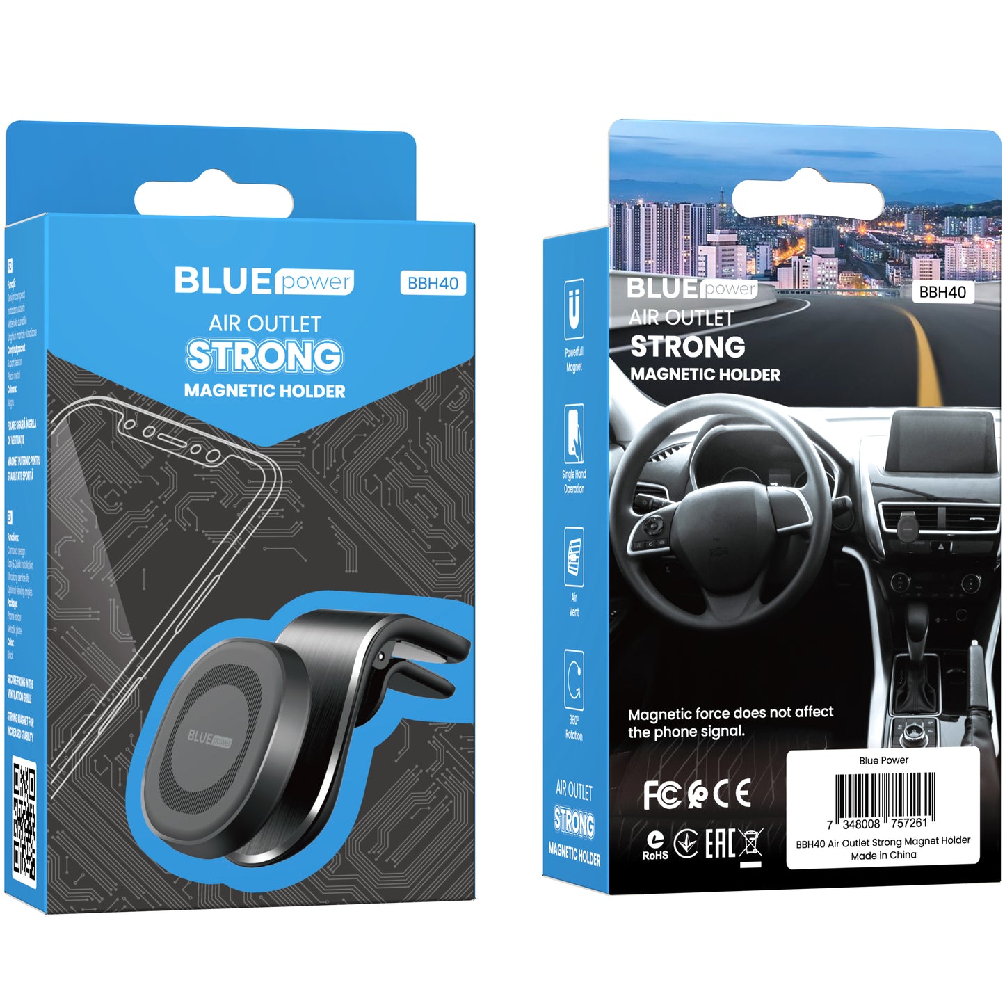 Magnetic Car Holder BLUE Power BBH40 Kyle Air, Universal, Black