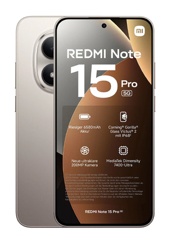 Xiaomi Redmi Note 15 Pro 5G Mobile Phone, 256GB, 8GB, Titanium MZB0LZLEU