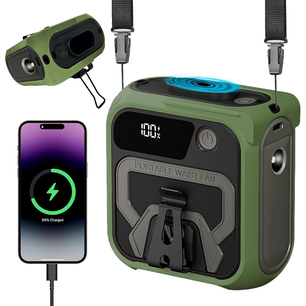 Techsuit Z13 Portable Fan with 10000mAh External Battery, Green